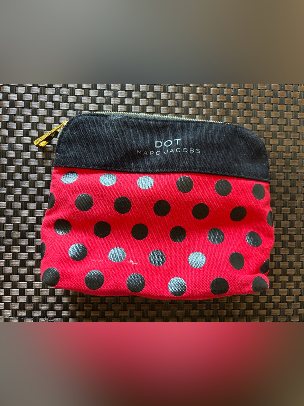 Marc Jacobs Red and Black Polka Dot Cosmetic Pouch